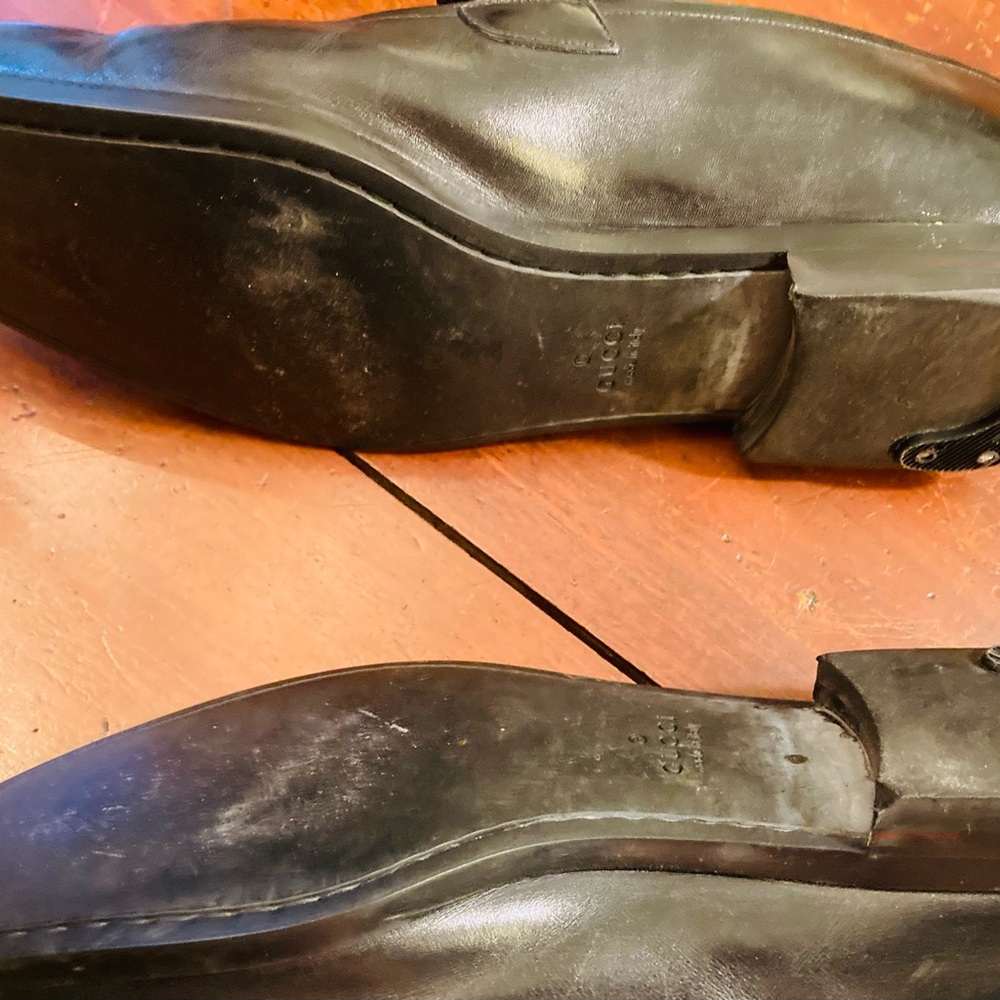 Classic Italian Gucci gloss black leather silver horse bit square toe loafers - Picture 11 of 11